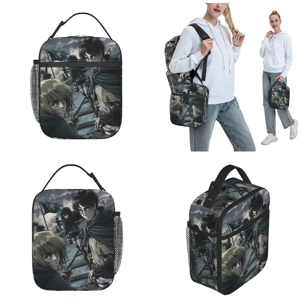 Anime Kawaii Attack On Titan Levi And Eren With Mikasa Lunch Bag