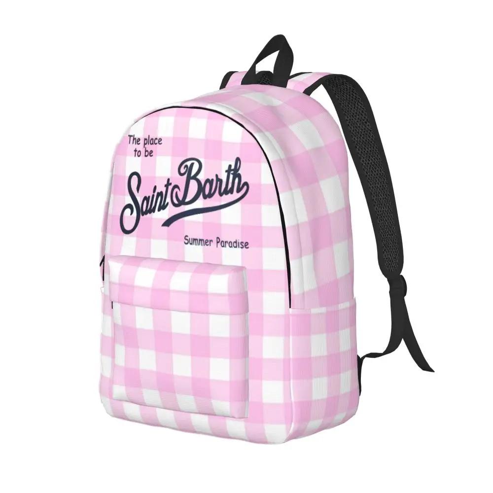 Saint Barth Logo Printed Kawaii Checkered Backpack