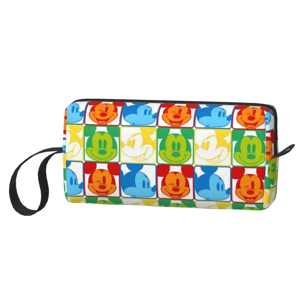 Mickey Mouse Grid Pattern Print Waterproof Kawaii Pouch