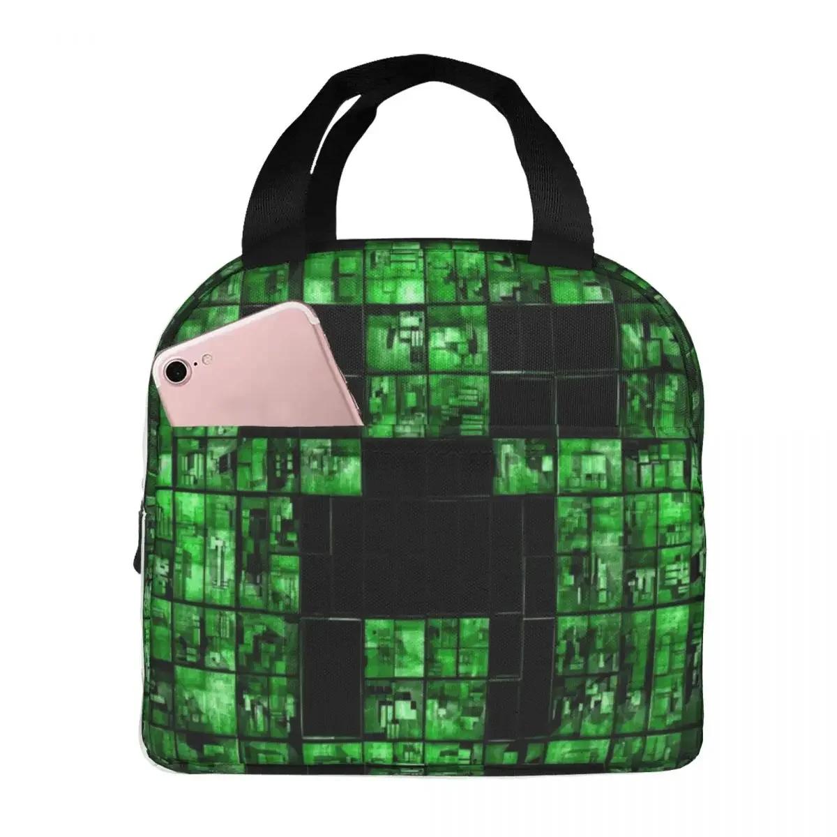 Pixel Game Creeper Insulated Kawaii Lunch Bag