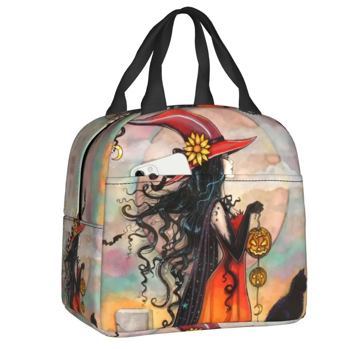 Kawaii Witch Way Halloween Art Insulated Lunch Bag
