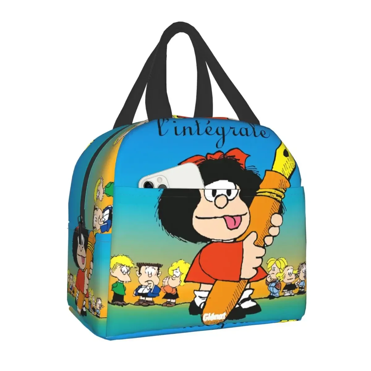 Mafalda Kawaii Insulated Polyester Lunch Bag