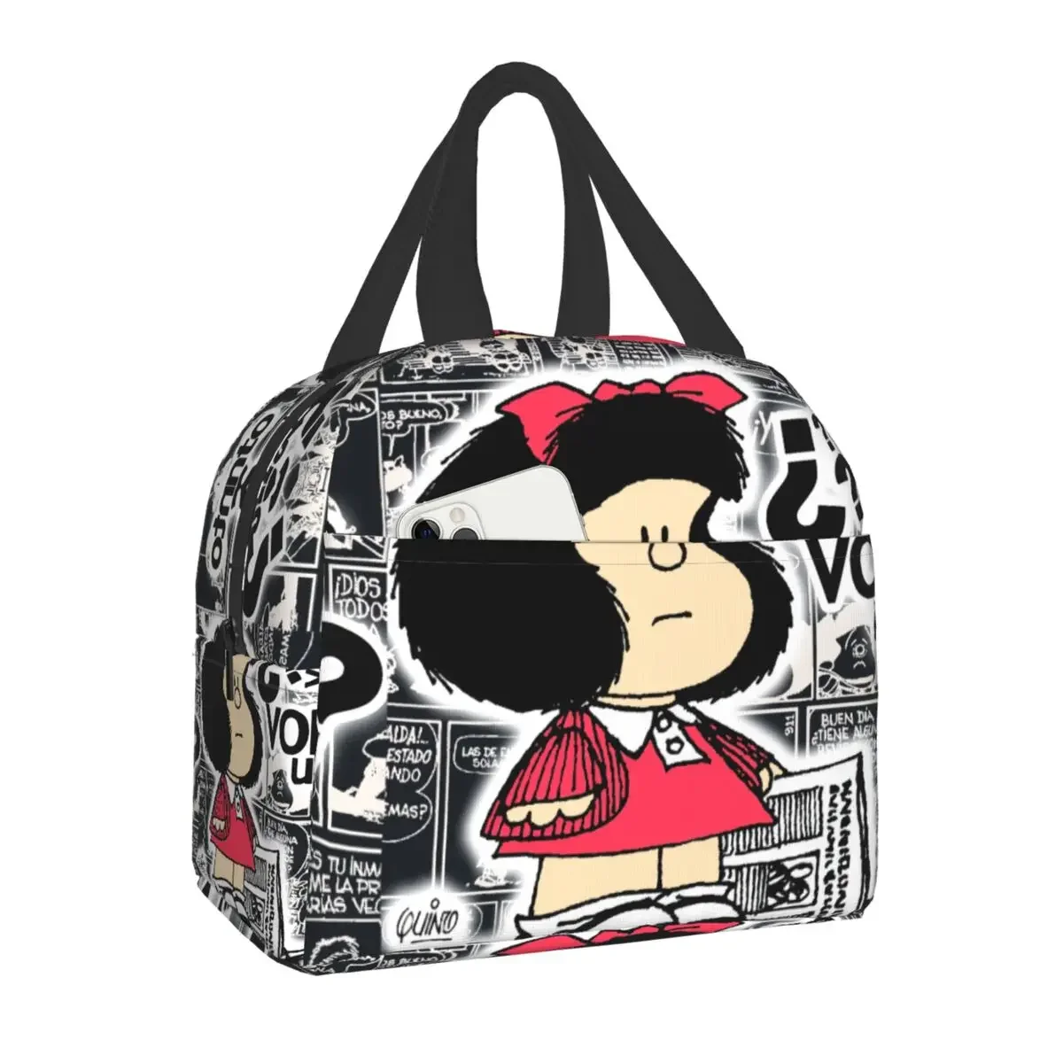 Mafalda Kawaii Polyester Insulated Lunch Bag