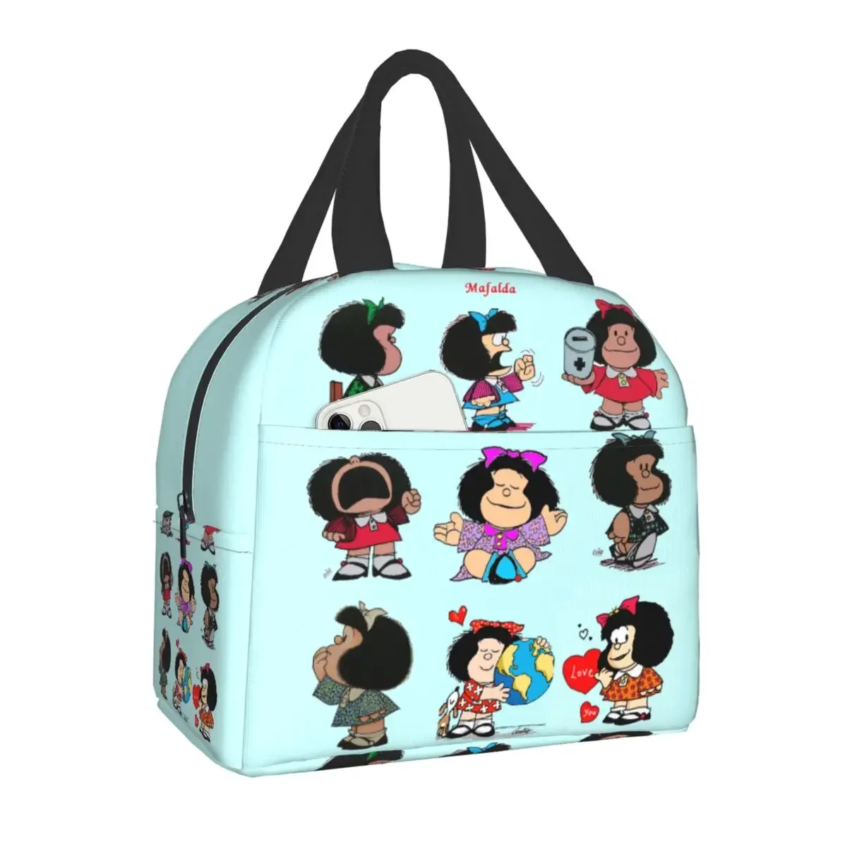 Kawaii Mafalda Anime Insulated Lunch Bag