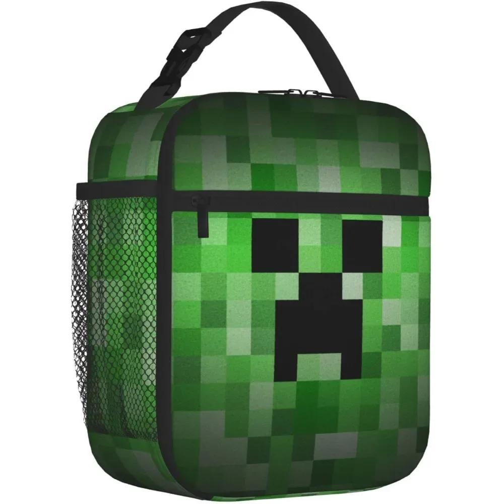 Pixel Game Creeper Kawaii Insulated Lunch Bag Pixel Game Creeper Kawaii Insulated Lunch Bag