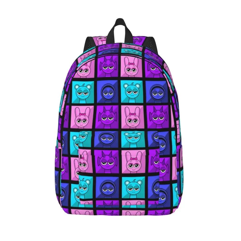 Cartoon Kawaii Sprunki Incredibox Character Printed Backpack