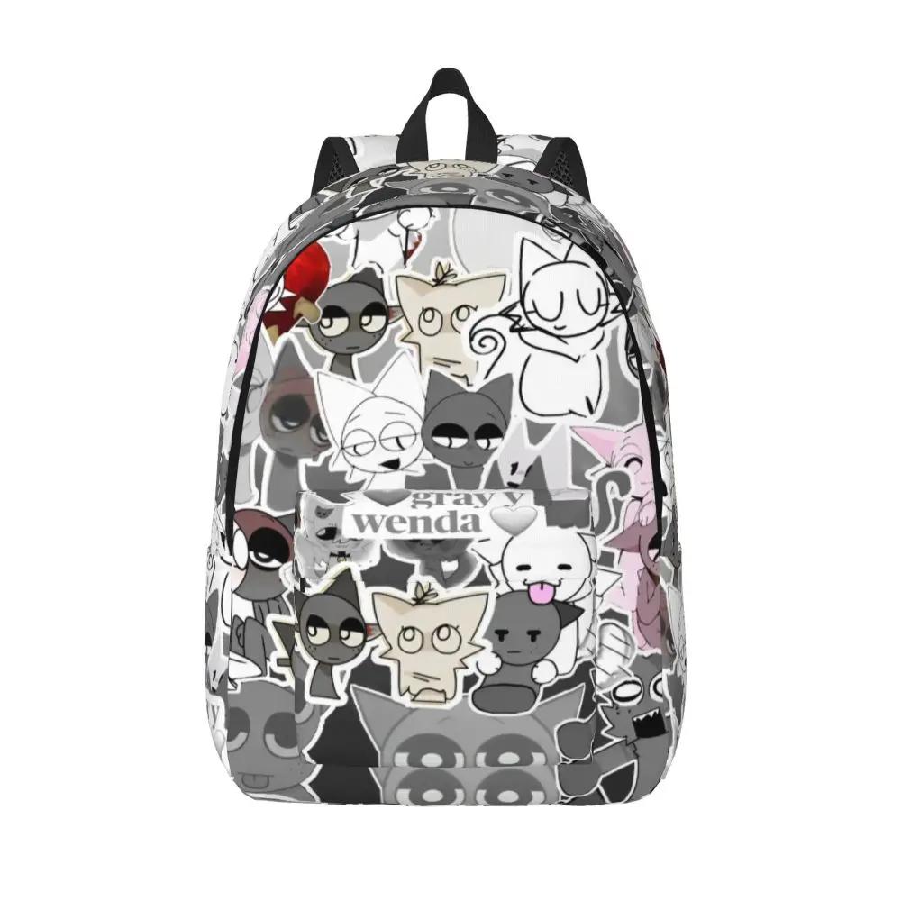 Kawaii Cartoon Sprunki Incredibox Character Printed School Bag
