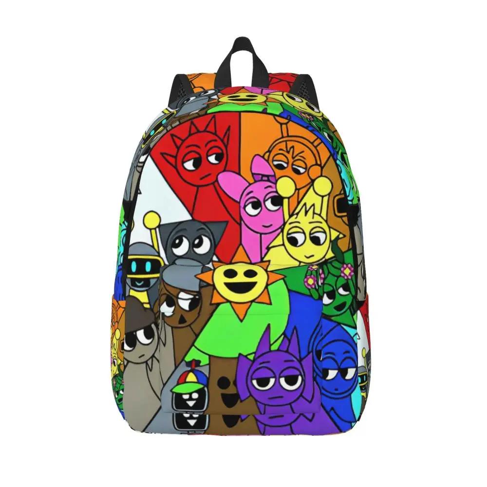 Kawaii Cartoon Sprunki Character Printed Backpack