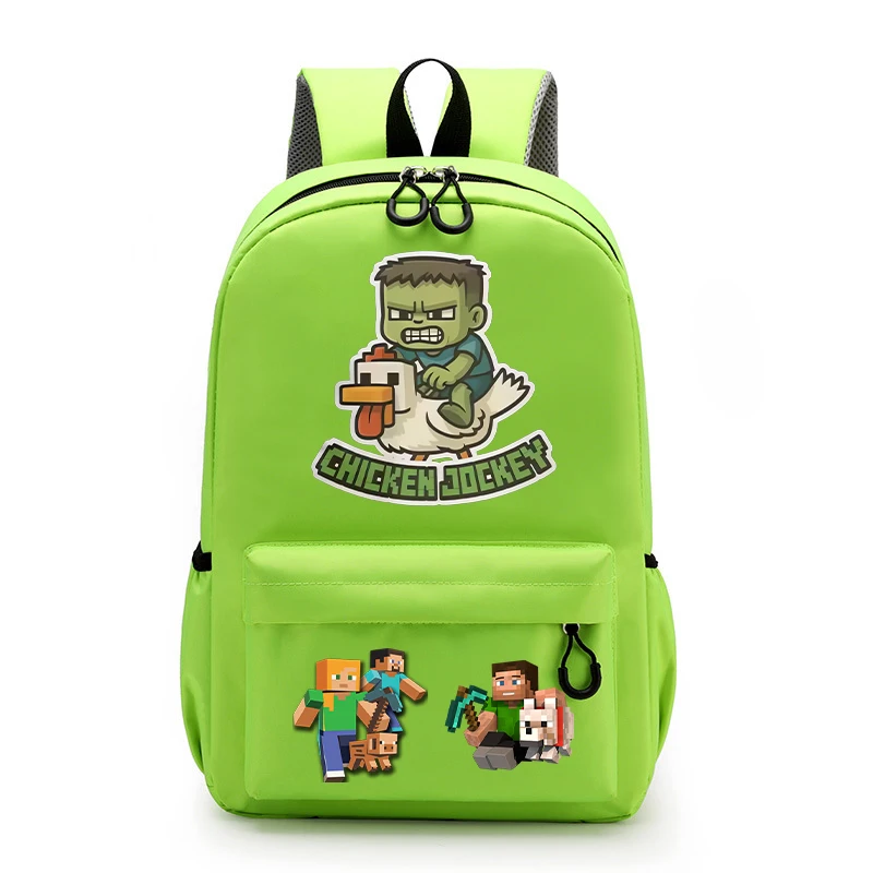 Kawaii Minecraft Chicken Jockey Printed School Bag