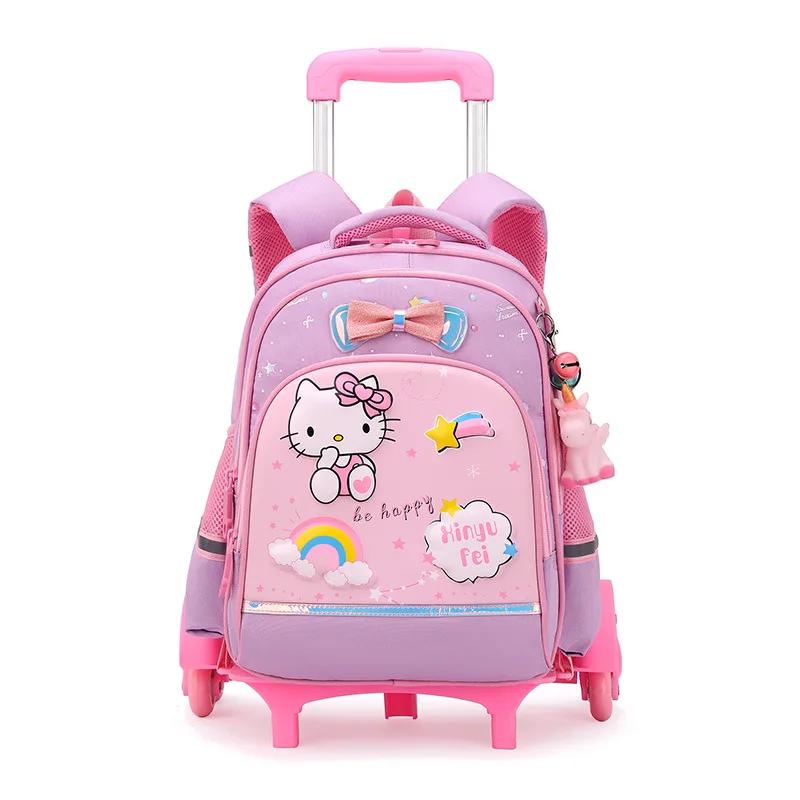 Kawaii Hello Kitty Waterproof Rolling Backpack