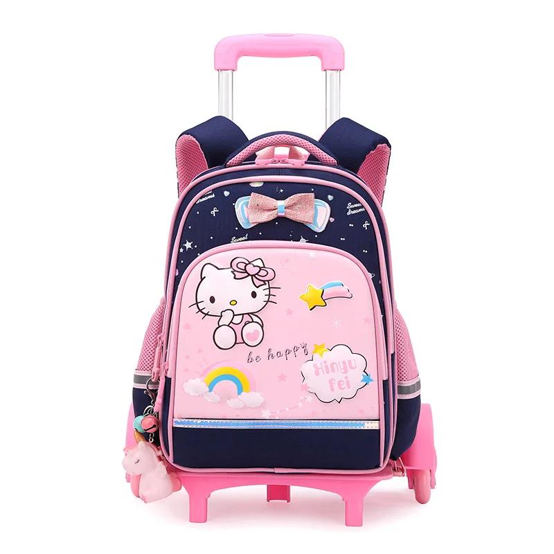 Kawaii Hello Kitty Waterproof Rolling Backpack