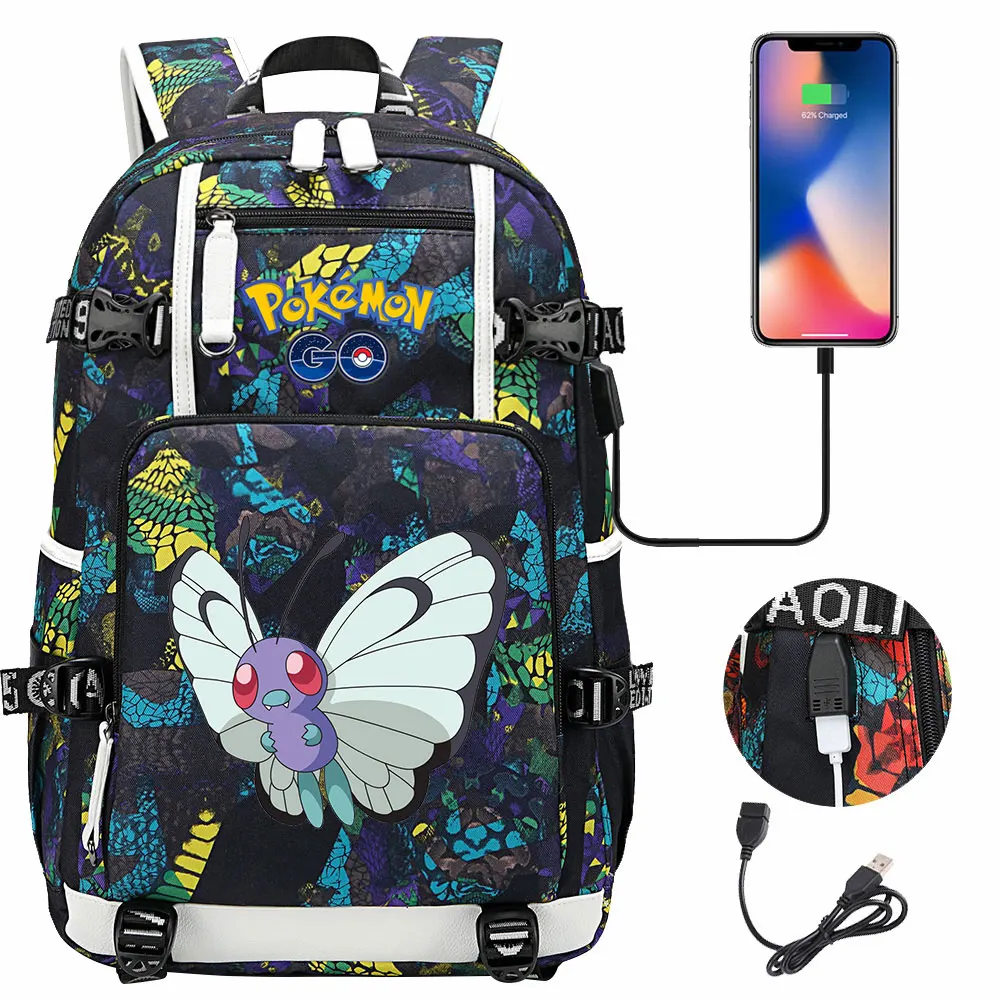 Pokemon GO Butterfree Kawaii USB Backpack Pokemon GO Butterfree Kawaii USB Backpack