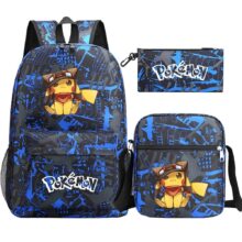 3Pcs Pokemon Pikachu Kawaii Waterproof Backpack 3Pcs Pokemon Pikachu Kawaii Waterproof Backpack