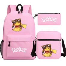 3Pcs Pokemon Pikachu Kawaii Waterproof Backpack 3Pcs Pokemon Pikachu Kawaii Waterproof Backpack