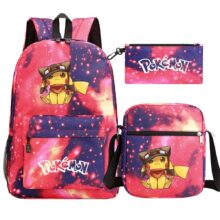 3Pcs Pokemon Pikachu Kawaii Waterproof Backpack 3Pcs Pokemon Pikachu Kawaii Waterproof Backpack