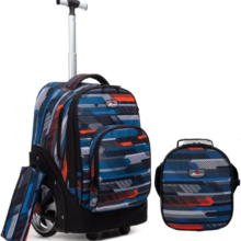 3Pcs Abstract Pattern Printed Kawaii Rolling Backpack 3Pcs Abstract Pattern Printed Kawaii Rolling Backpack