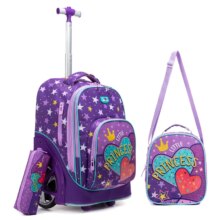 3Pcs Little Princess Kawaii Rolling Backpack 3Pcs Little Princess Kawaii Rolling Backpack