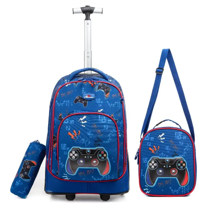 3Pcs Kawaii Video Game Rolling Backpack