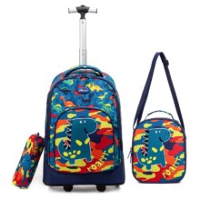 3Pcs Kawaii Dinosaur Rolling Backpack 3Pcs Kawaii Dinosaur Rolling Backpack