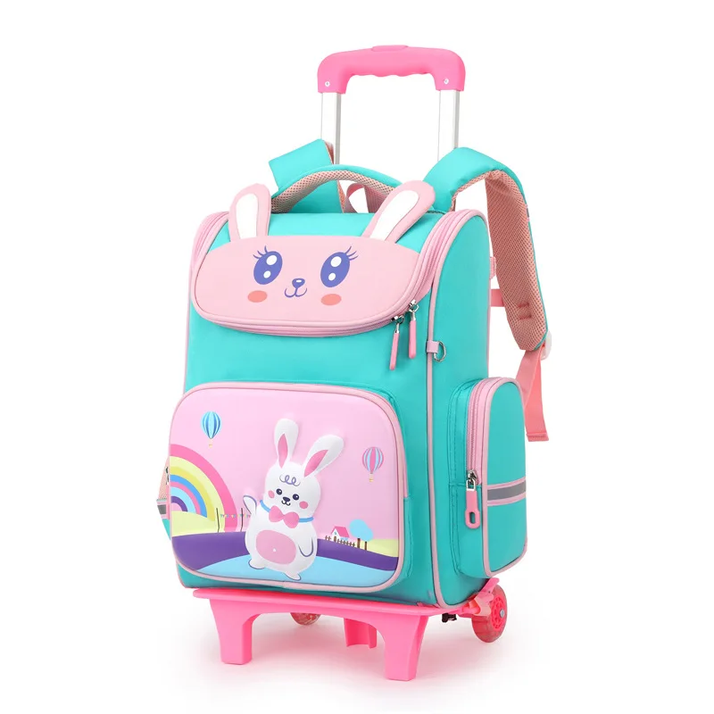 Kawaii Rabbit Green Rolling Backpack