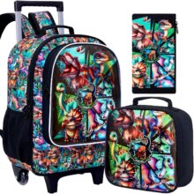 3PCS Rolling Backpack for Boys, Kids Dinosaur Roller Bookbag with Wheels, Wheeled School Bag Set for Elementary 3PCS Rolling Backpack for Boys, Kids Dinosaur Roller Bookbag with Wheels, Wheeled School Bag Set for Elementary
