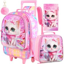 3PCS Mermaid Rolling Backpack for Girls, Kids School Backpacks with Wheels, Water Resistant UV Printed Roller Wheeled Bookbag 3PCS Mermaid Rolling Backpack for Girls, Kids School Backpacks with Wheels, Water Resistant UV Printed Roller Wheeled Bookbag