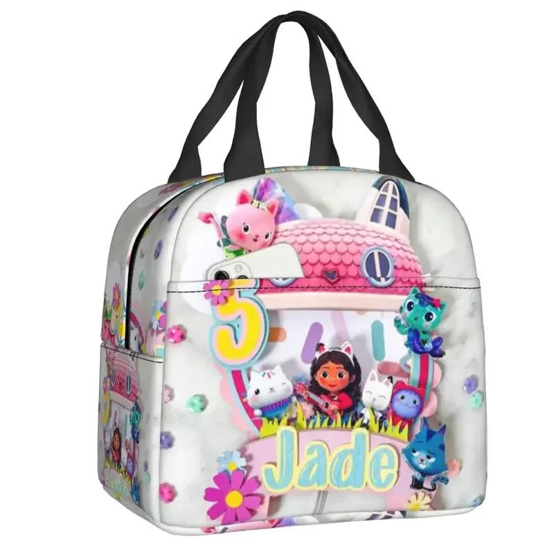 Kawaii Gabby's Dollhouse Printed Polyester Waterproof Lunch Bag