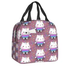 Gabby’s Dollhouse Cakey Cat Pattern Kawaii Waterproof Lunch Bag Gabby's Dollhouse Cakey Cat Pattern Kawaii Waterproof Lunch Bag