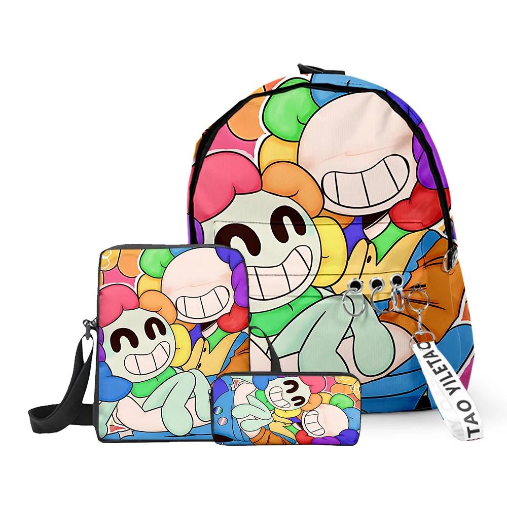 3Pcs/Set Kawaii Cartoon Dandy's World Dandy Pattern 3D Printed Backpack