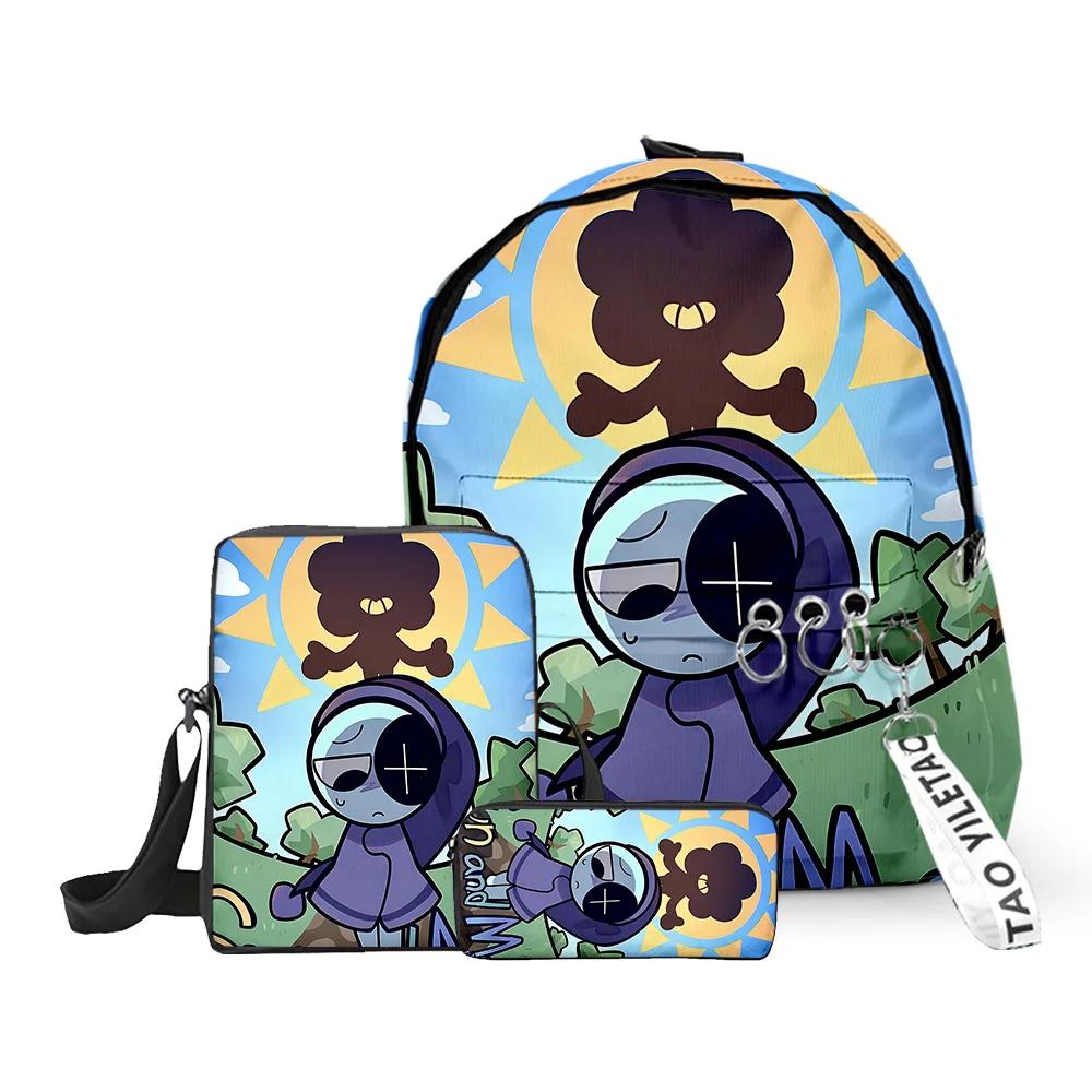 3Pcs/Set Kawaii Cartoon Dandy's World Astro Sun And Moon 3D Printed Backpack