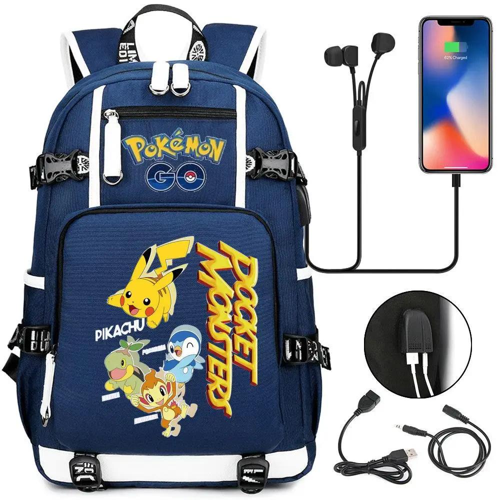 Pokemon GO Pocket Monsters Pikachu Kawaii USB Backpack Pokemon GO Pocket Monsters Pikachu Kawaii USB Backpack