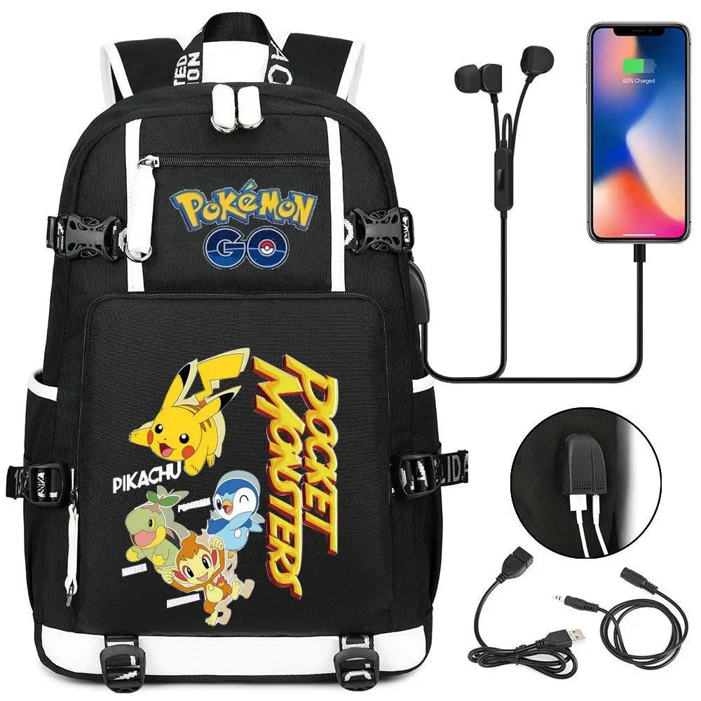 Pokemon GO Pocket Monsters Pikachu Kawaii USB Backpack Pokemon GO Pocket Monsters Pikachu Kawaii USB Backpack