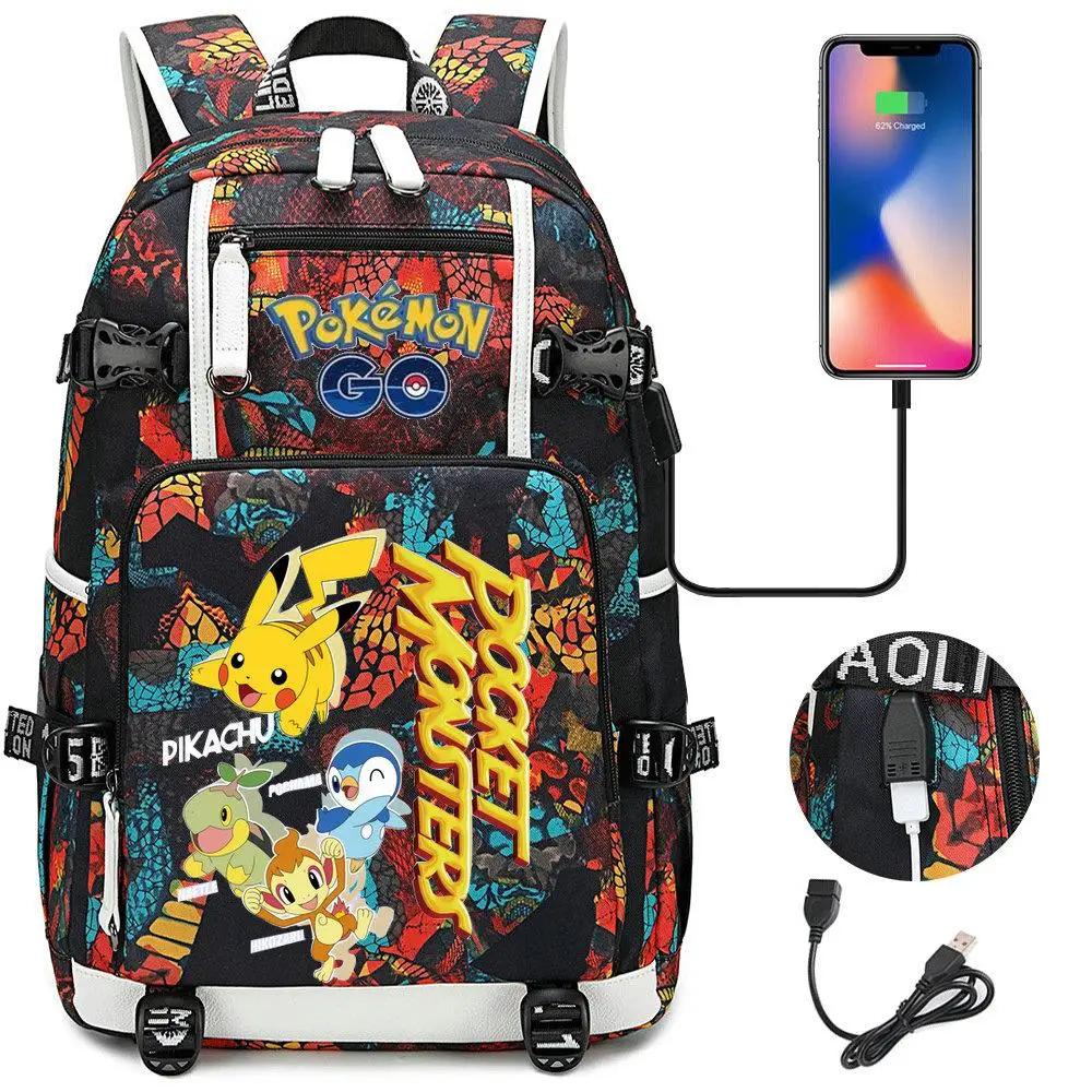 Pokemon GO Pocket Monsters Pikachu Kawaii USB Backpack Pokemon GO Pocket Monsters Pikachu Kawaii USB Backpack