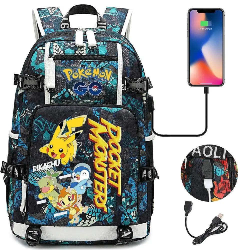 Pokemon GO Pocket Monsters Pikachu Kawaii USB Backpack Pokemon GO Pocket Monsters Pikachu Kawaii USB Backpack