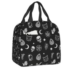 Kawaii Skull Cat Moon Gothic Witch Insulated Lunch Bag Kawaii Skull Cat Moon Gothic Witch Insulated Lunch Bag