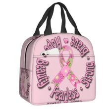 Kawaii Breast Cancer Awareness Pink Ribbon Insulated Lunch Bag Kawaii Breast Cancer Awareness Pink Ribbon Insulated Lunch Bag