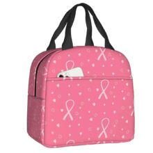 Breast Cancer Awareness Ribbon Pink Kawaii Insulated Lunch Bag Breast Cancer Awareness Ribbon Pink Kawaii Insulated Lunch Bag