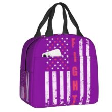 Kawaii Breast Cancer Awareness Ribbon Purple Insulated Lunch Bag Kawaii Breast Cancer Awareness Ribbon Purple Insulated Lunch Bag