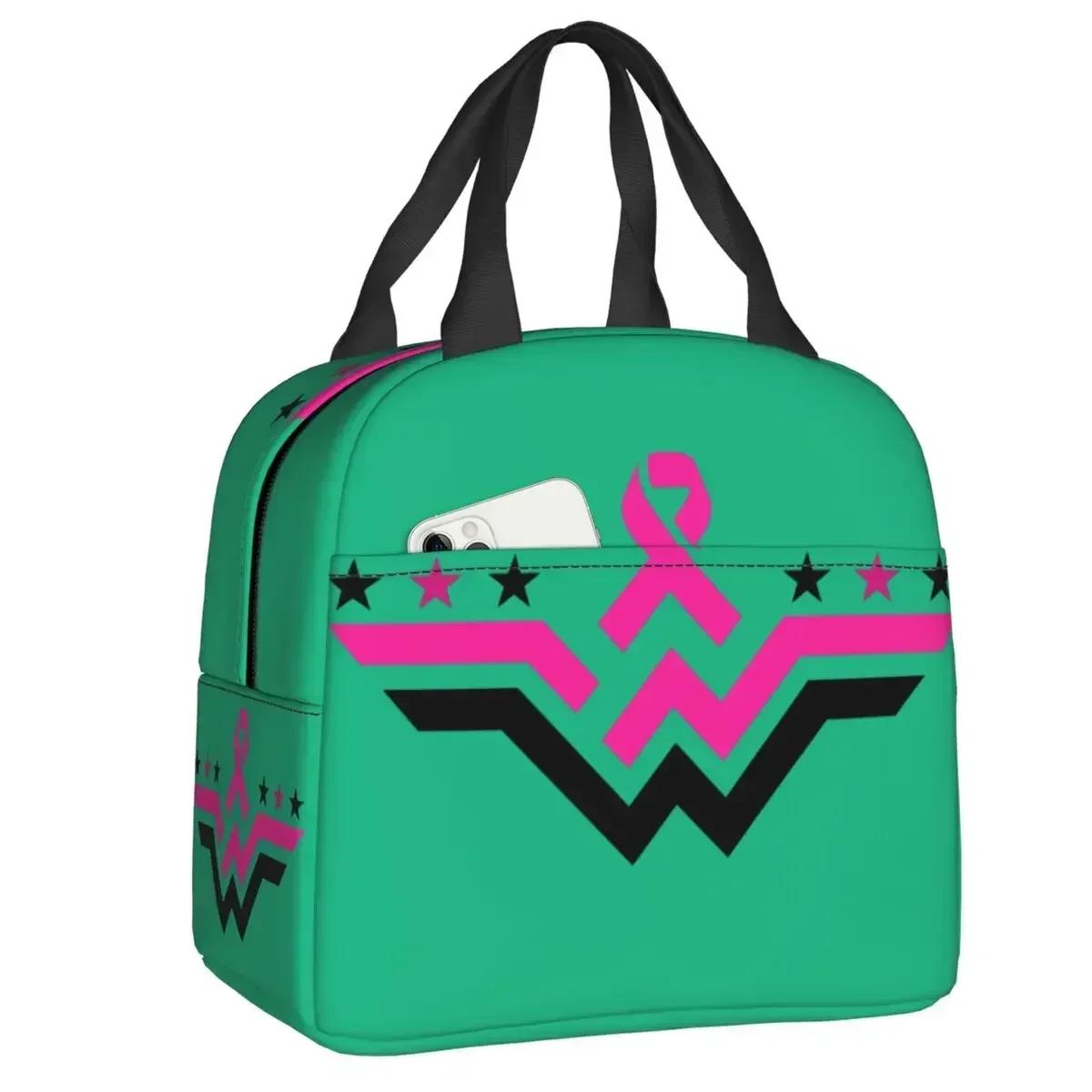 Kawaii Breast Cancer Awareness Ribbon Green Lunch Bag