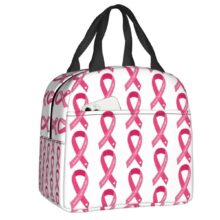 Kawaii Breast Cancer Awareness Ribbon Pattern White Lunch Bag Kawaii Breast Cancer Awareness Ribbon Pattern White Lunch Bag