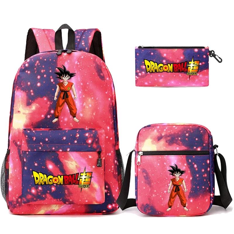 3Pcs/set Dragon Ball Super Goku Kawaii Backpack 