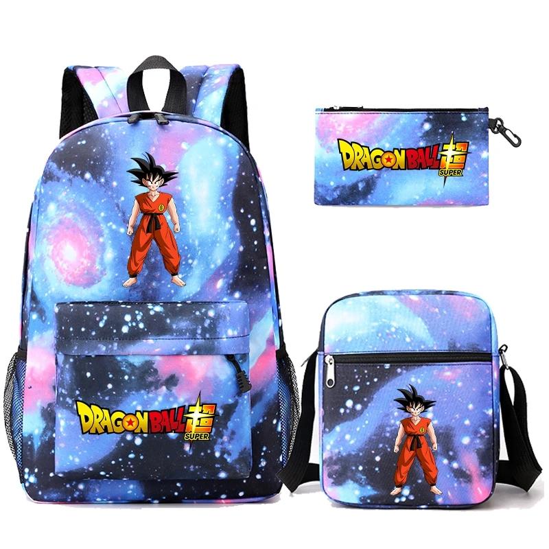 3Pcs/set Dragon Ball Super Goku Kawaii Backpack 