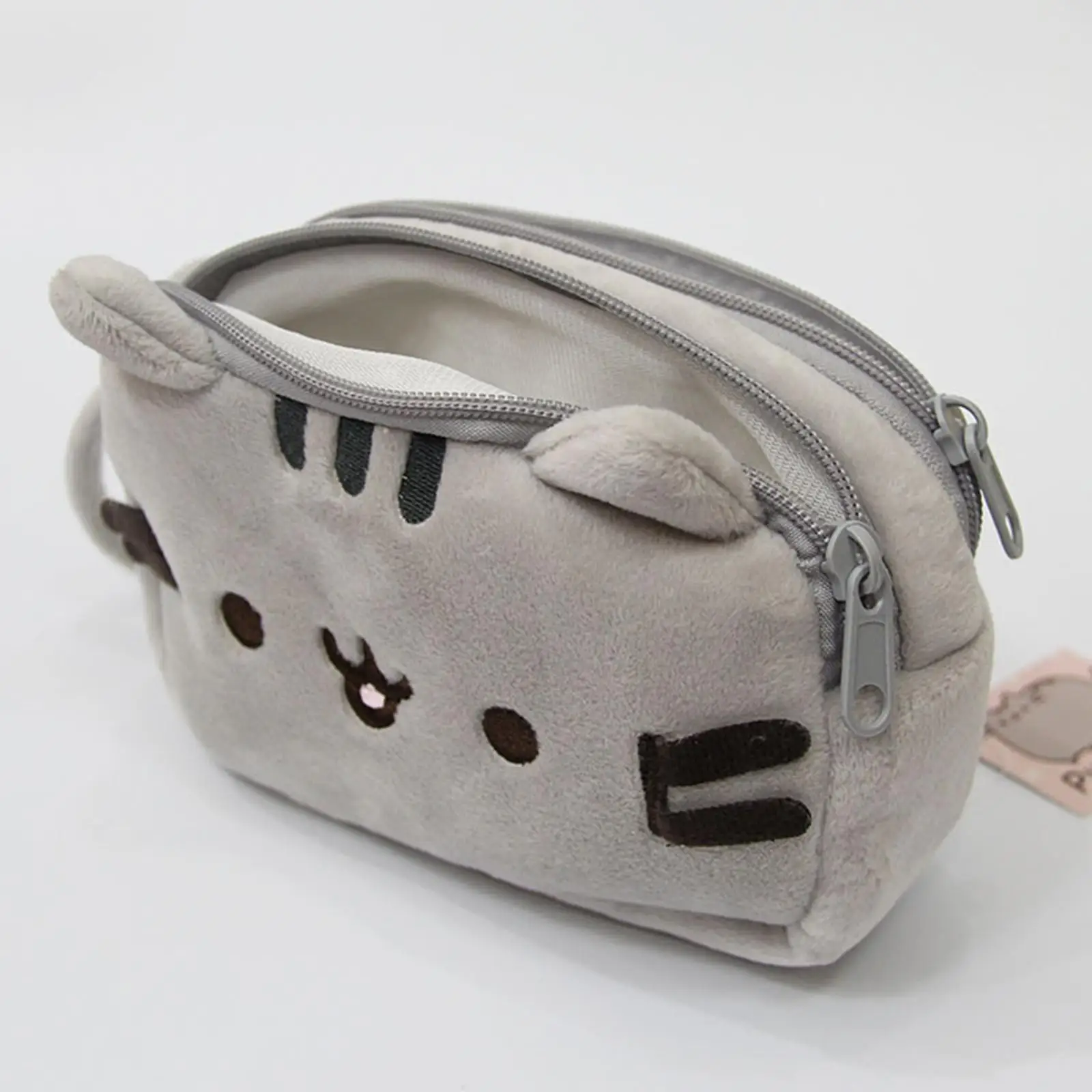Kawaii Cartoon Cat Gray Plush Pencil Case