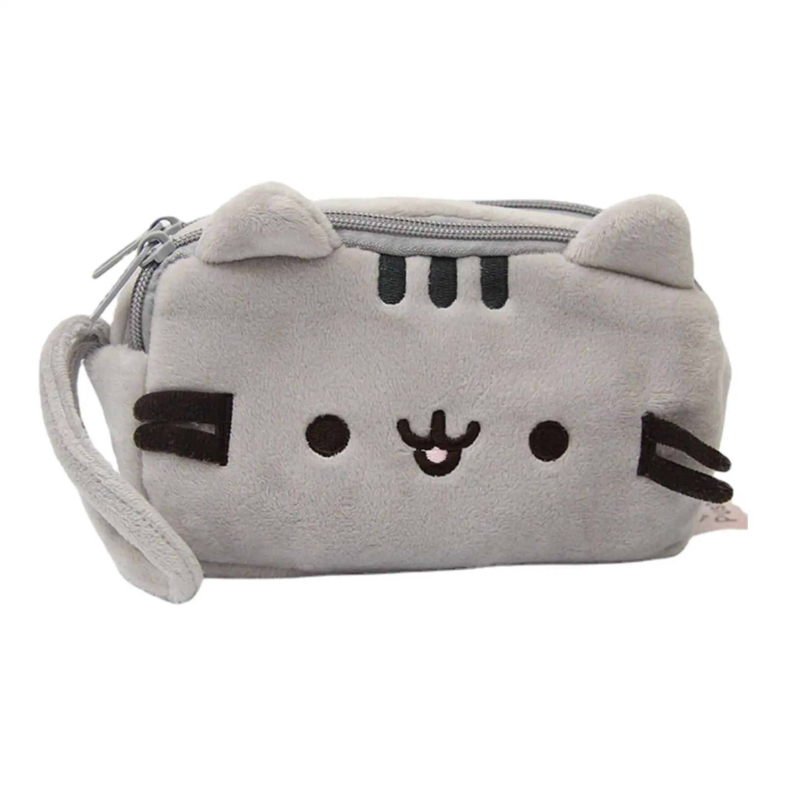 Kawaii Cartoon Cat Gray Plush Pencil Case