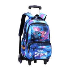 Cartoon Kawaii Stitch And Angel Trolley Luggage Travel Backpack With Rolling Wheels Cartoon Kawaii Stitch And Angel Trolley Luggage Travel Backpack With Rolling Wheels