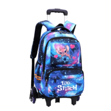 Kawaii Cartoon Stitch And Angel Trolley Luggage Travel Backpack With Rolling Wheels Kawaii Cartoon Stitch And Angel Trolley Luggage Travel Backpack With Rolling Wheels