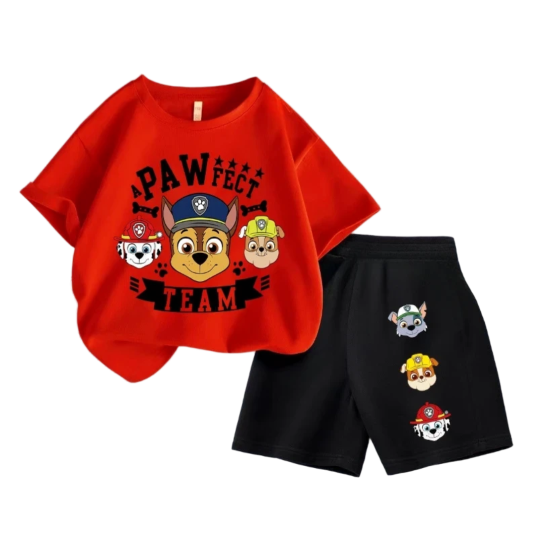 Kawaii Cartoon PAW Patrol Children Short Sleeve Top And Shorts Set