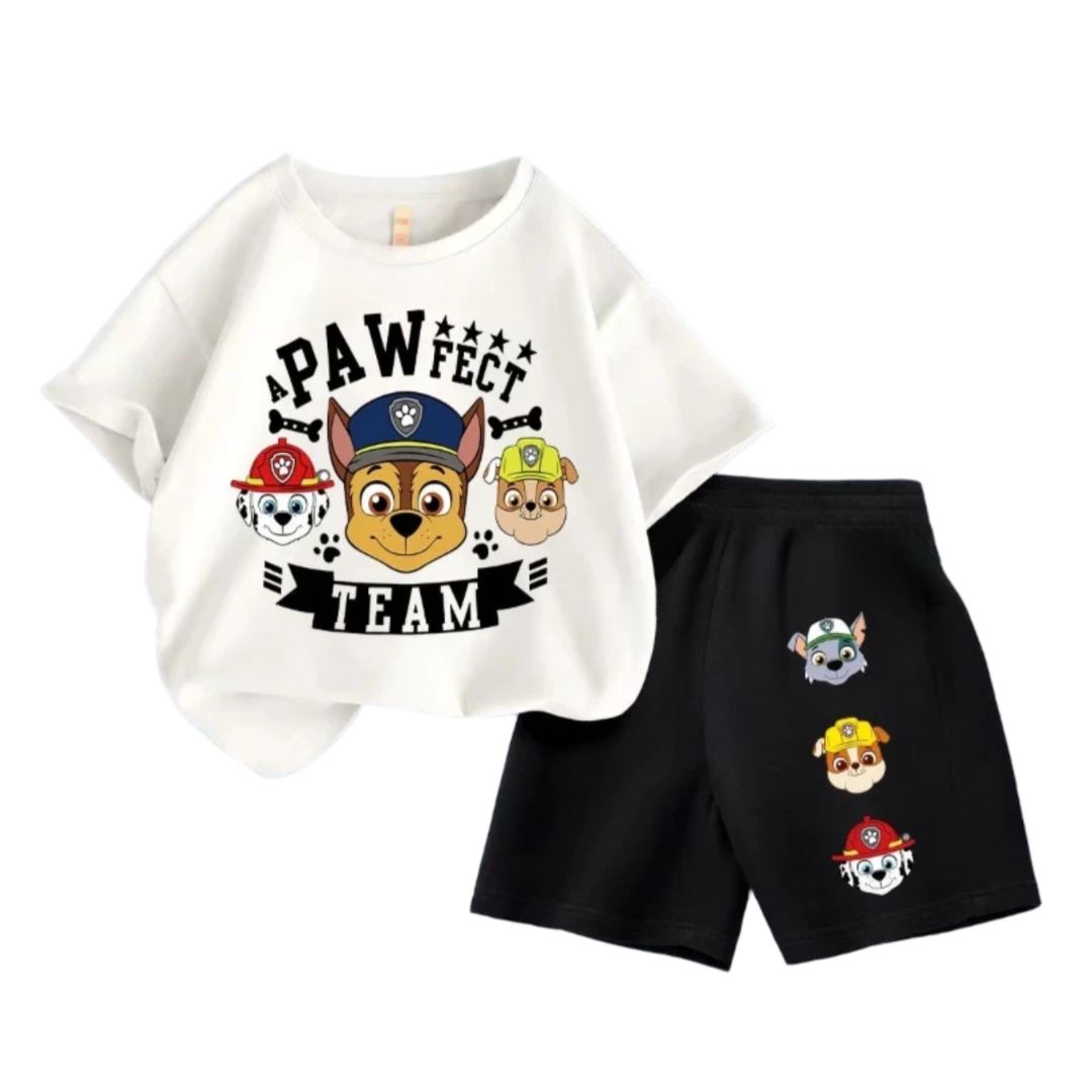 Kawaii Cartoon PAW Patrol Children Short Sleeve Top And Shorts Set