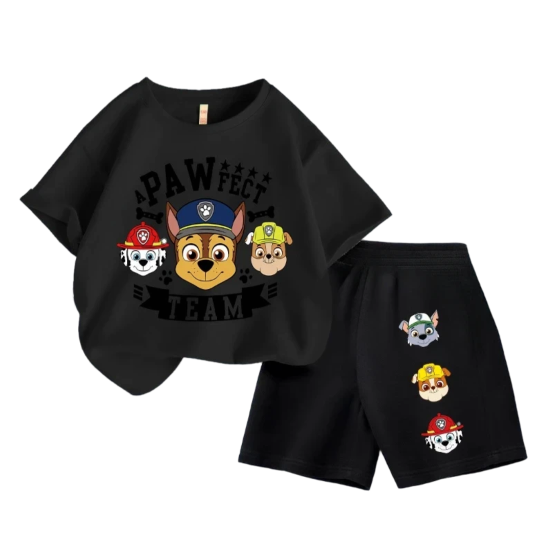 Kawaii Cartoon PAW Patrol Children Short Sleeve Top And Shorts Set