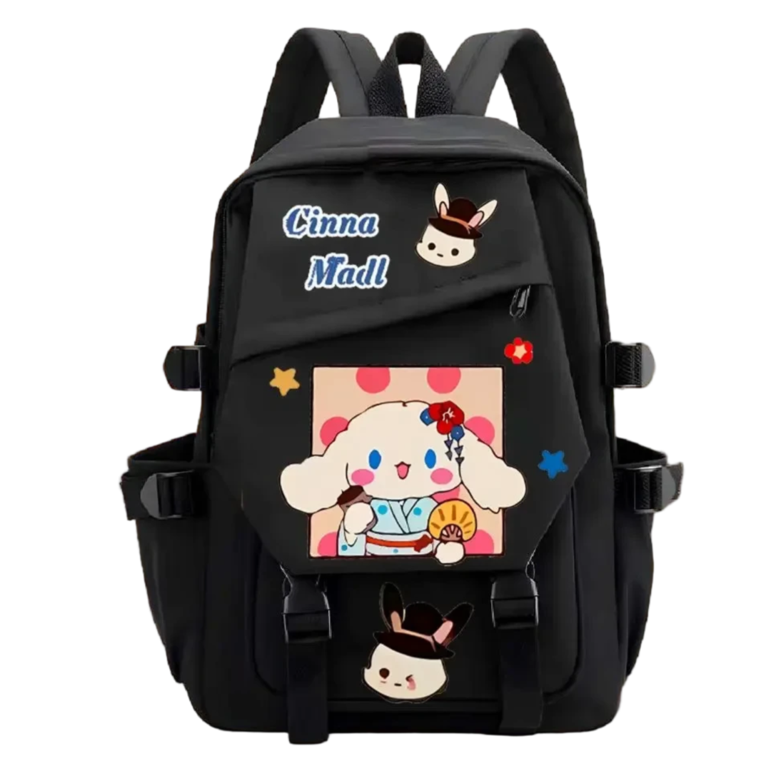 Kawaii Cartoon Sanrio Cinnamoroll Printed Black School Bag
